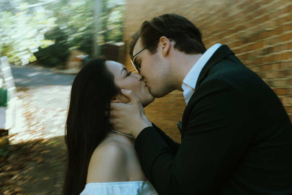 Cinematic engagement photo in Birmingham Alabama